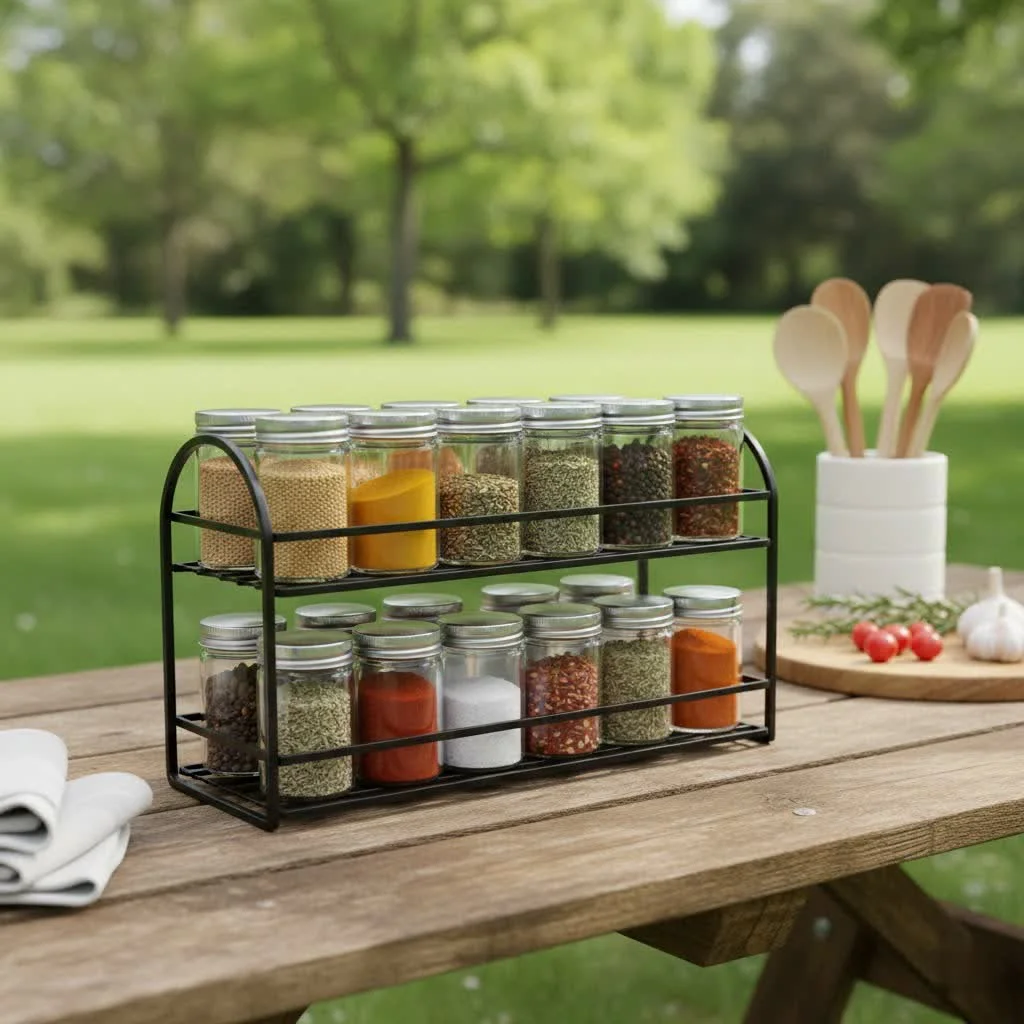 Rolling spice rack in a modern kitchen