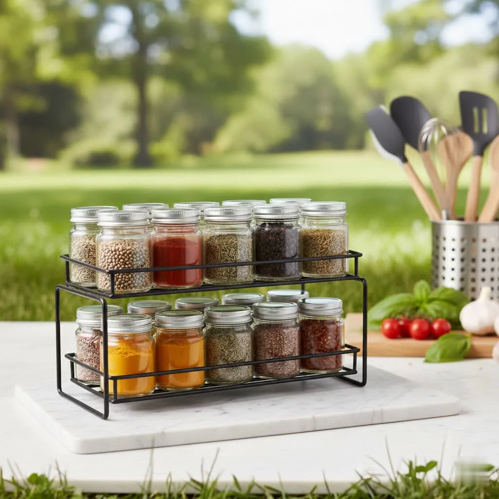 Sliding spice rack in a modern kitchen